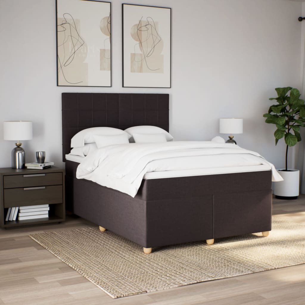 Boxspring met matras stof donkerbruin 140x190 cm