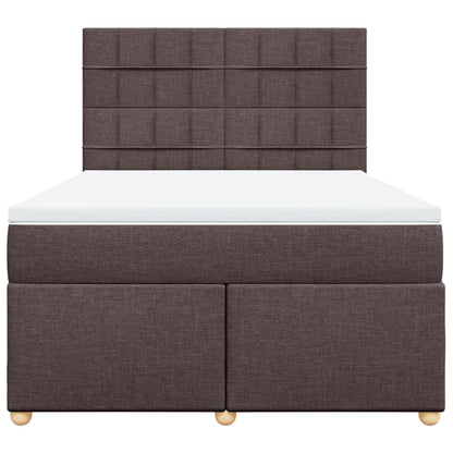 Boxspring met matras stof donkerbruin 140x190 cm