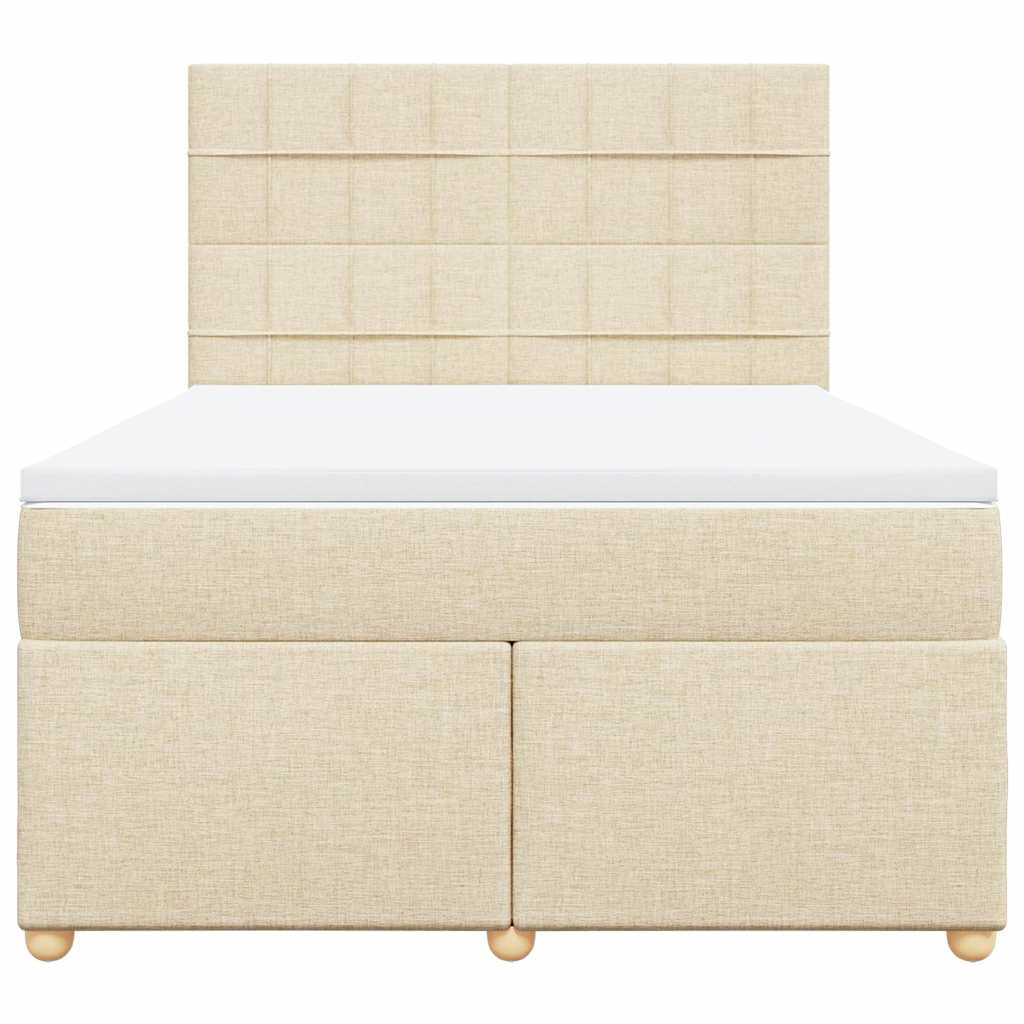 Boxspring met matras stof crèmekleurig 140x190 cm
