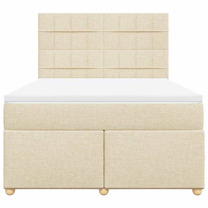 Boxspring met matras stof crèmekleurig 140x190 cm