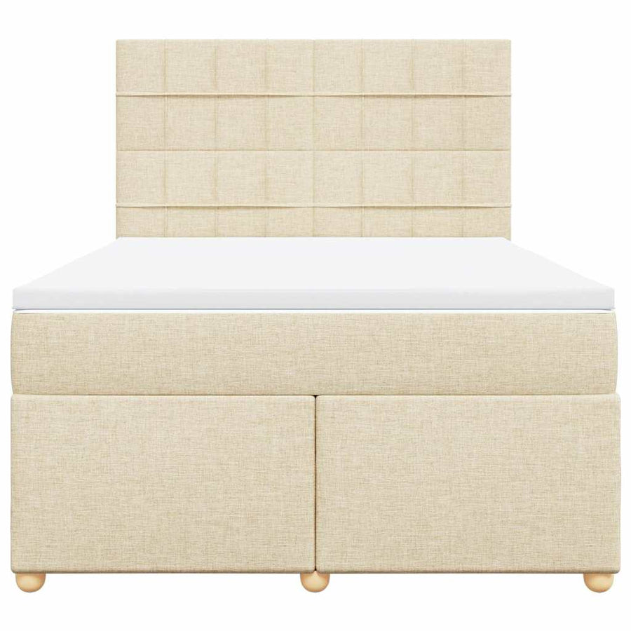 Boxspring met matras stof crèmekleurig 140x190 cm