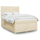 Boxspring 140x190 cm crèmekleurig met pocketveringmatras
