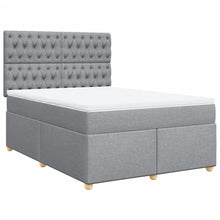 Boxspring met matras stof lichtgrijs 140x190 cm