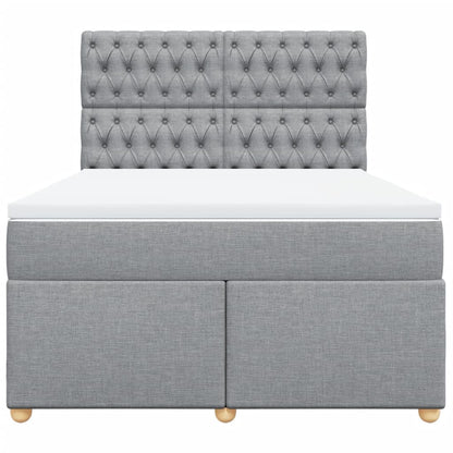 Boxspring met matras stof lichtgrijs 140x190 cm