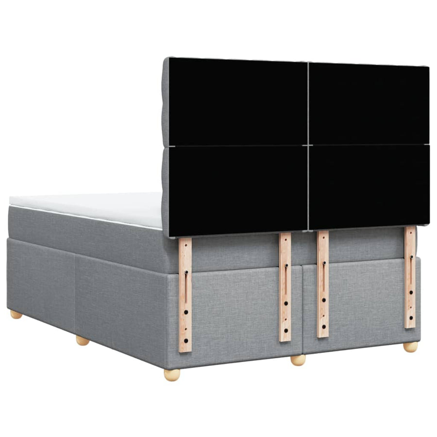 Boxspring met matras stof lichtgrijs 140x190 cm