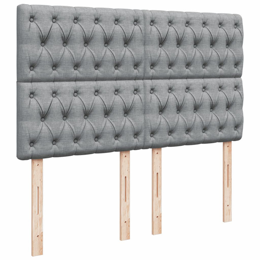 Boxspring met matras stof lichtgrijs 140x190 cm