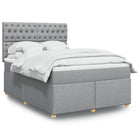 Box spring with mattress fabric light grey 140x190 cm