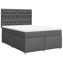 Boxspring met matras stof donkergrijs 140x190 cm