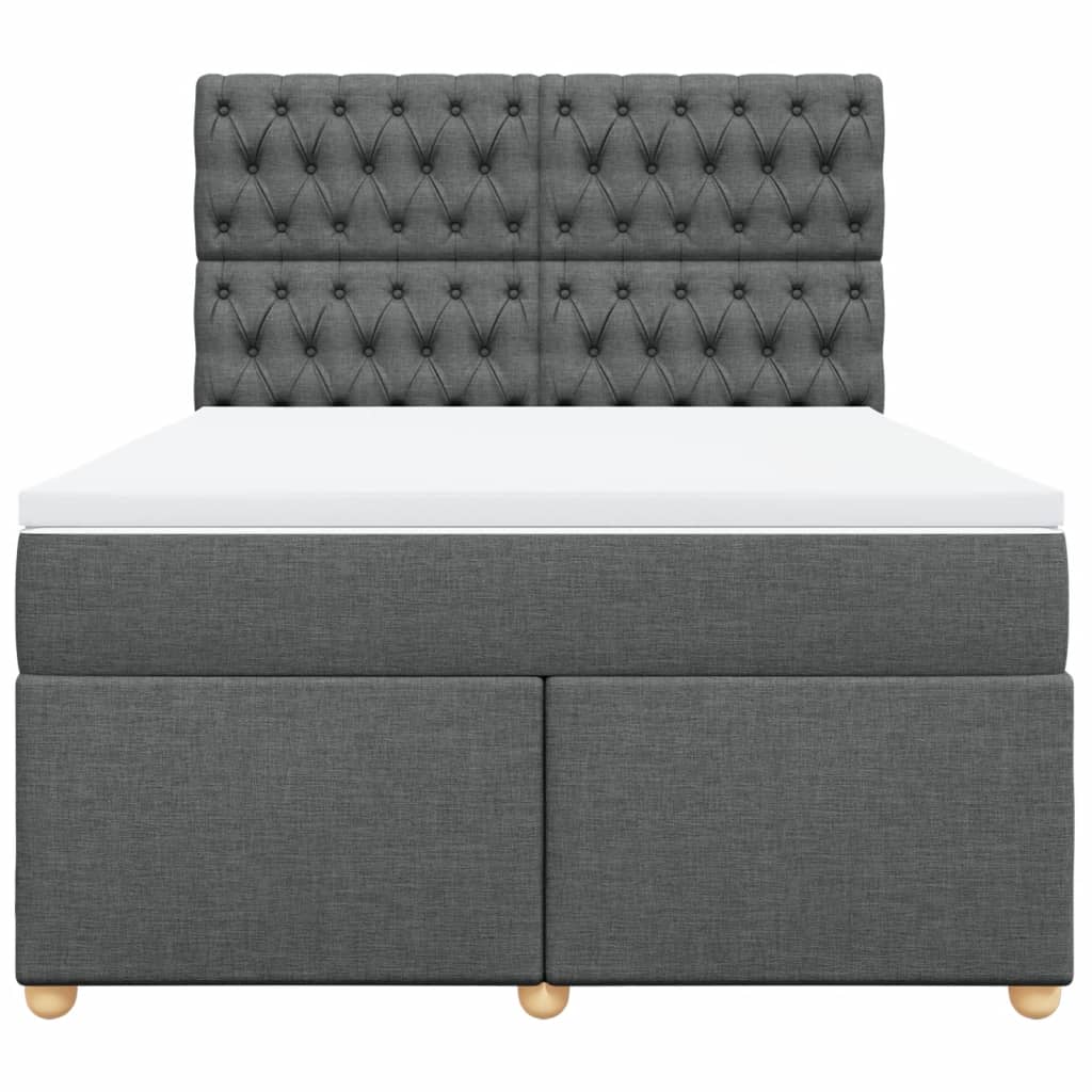 Boxspring met matras stof donkergrijs 140x190 cm