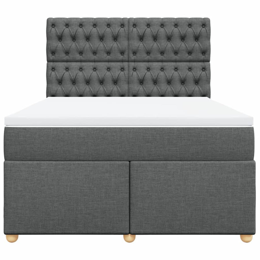 Boxspring met matras stof donkergrijs 140x190 cm