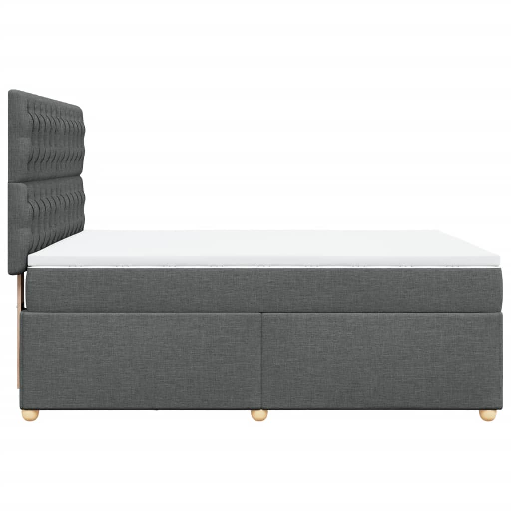 Boxspring met matras stof donkergrijs 140x190 cm