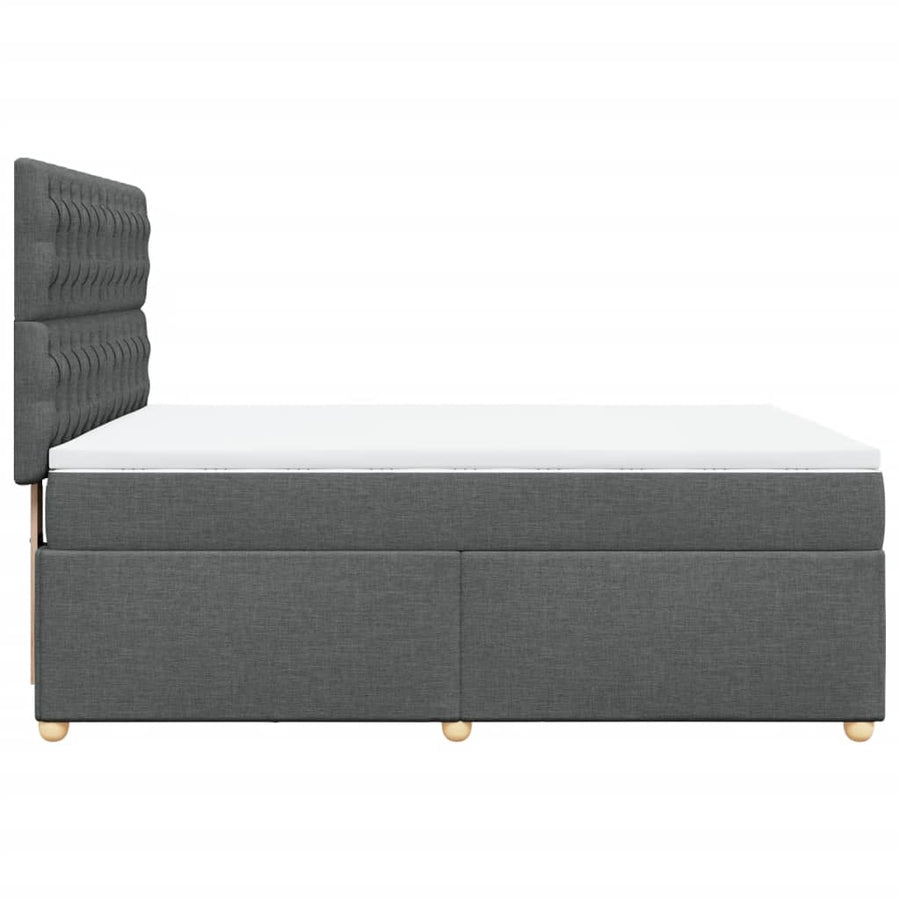Boxspring met matras stof donkergrijs 140x190 cm