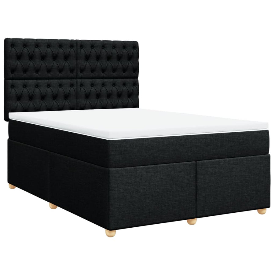 Boxspring met matras stof zwart 140x190 cm