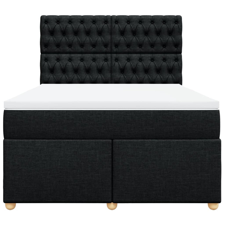 Boxspring met matras stof zwart 140x190 cm