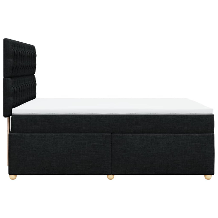 Boxspring met matras stof zwart 140x190 cm