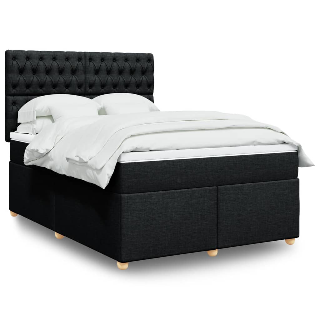 Boxspring met matras stof zwart 140x190 cm