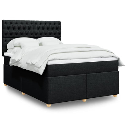 Boxspring met matras stof zwart 140x190 cm