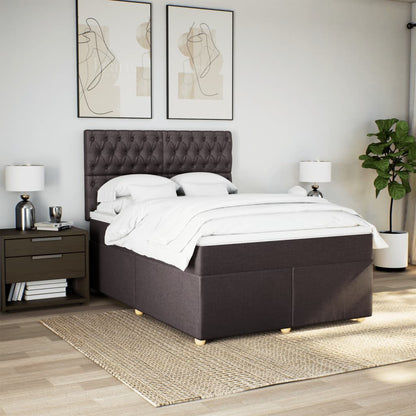Boxspring met matras stof donkerbruin 140x190 cm