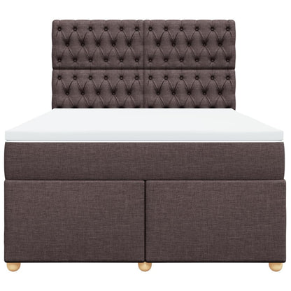 Boxspring met matras stof donkerbruin 140x190 cm