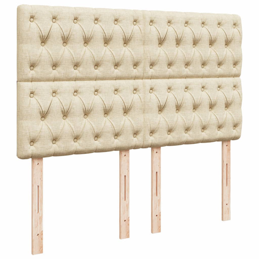 Boxspring met matras stof crèmekleurig 140x190 cm