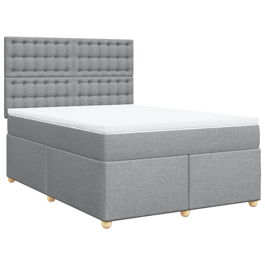 Boxspring met matras stof lichtgrijs 140x190 cm