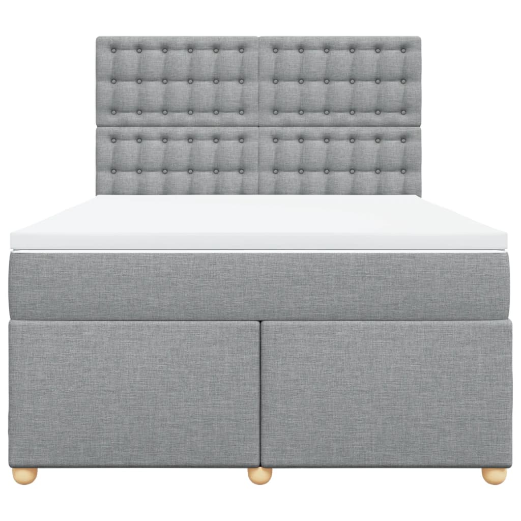 Boxspring met matras stof lichtgrijs 140x190 cm