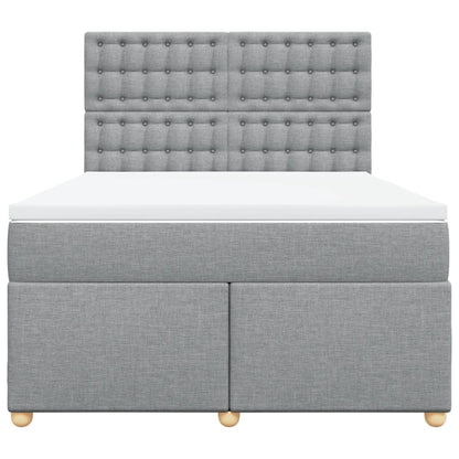 Boxspring met matras stof lichtgrijs 140x190 cm