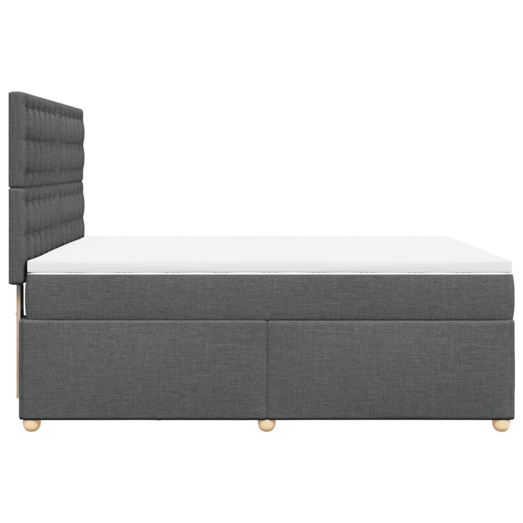 Boxspring met matras stof donkergrijs 140x190 cm