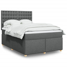 Boxspring met matras stof donkergrijs 140x190 cm