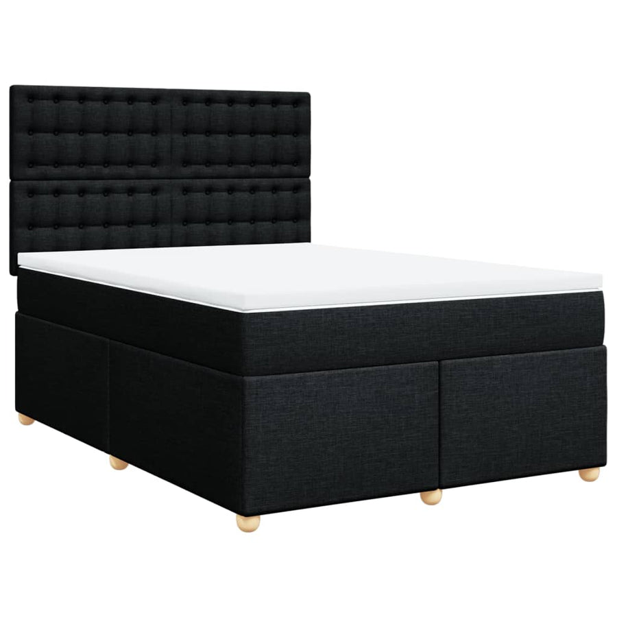Boxspring met matras stof zwart 140x190 cm