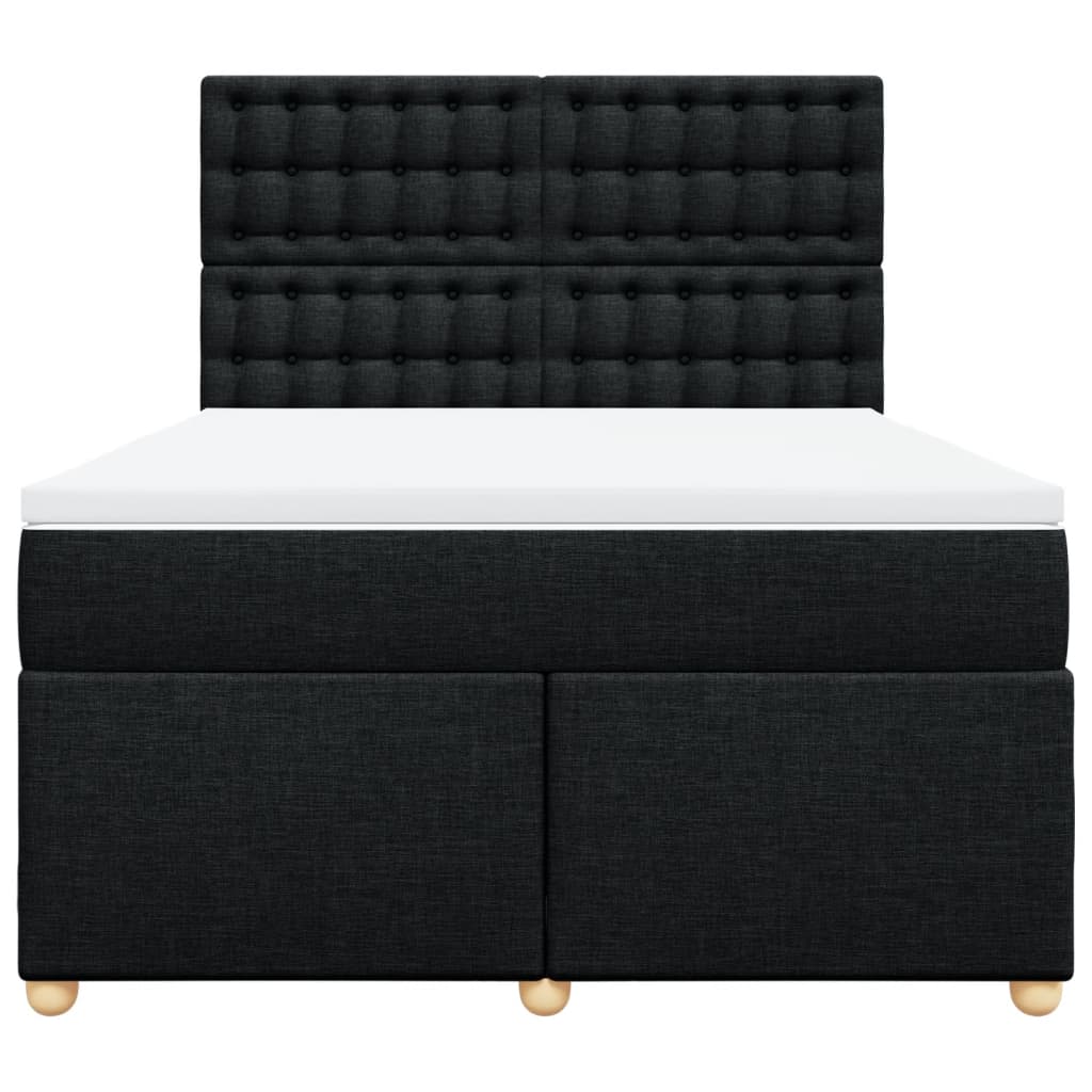 Boxspring met matras stof zwart 140x190 cm