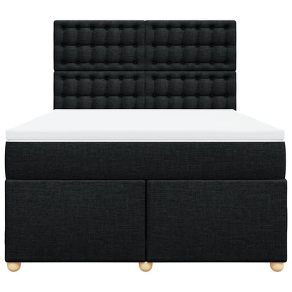 Boxspring met matras stof zwart 140x190 cm