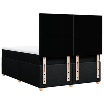 Boxspring met matras stof zwart 140x190 cm