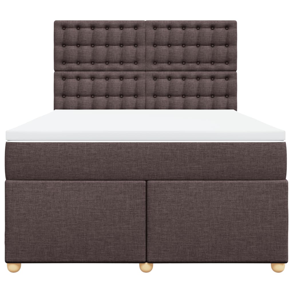 Boxspring met matras stof donkerbruin 140x190 cm