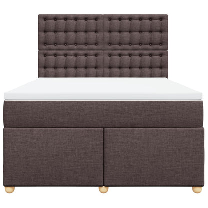 Boxspring met matras stof donkerbruin 140x190 cm