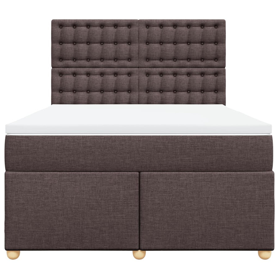 Boxspring met matras stof donkerbruin 140x190 cm