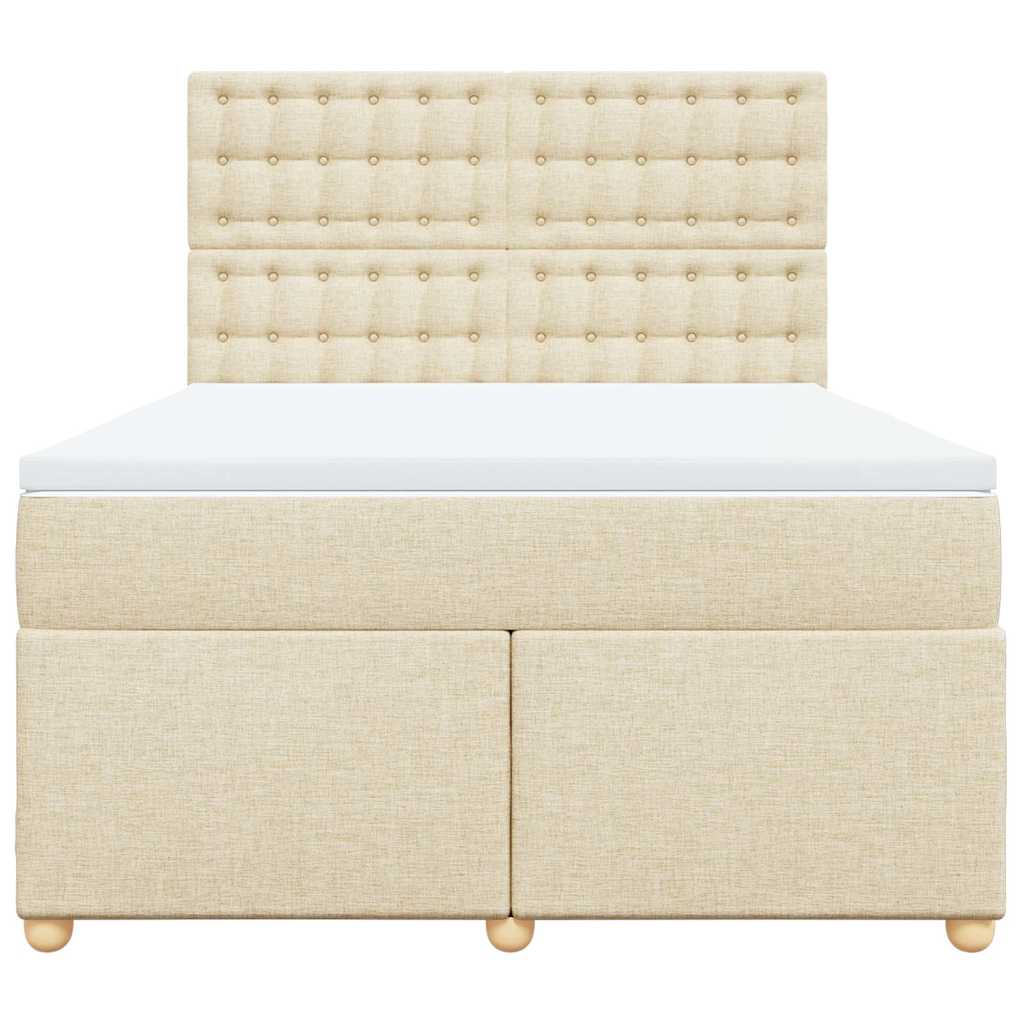 Boxspring met matras stof crèmekleurig 140x190 cm
