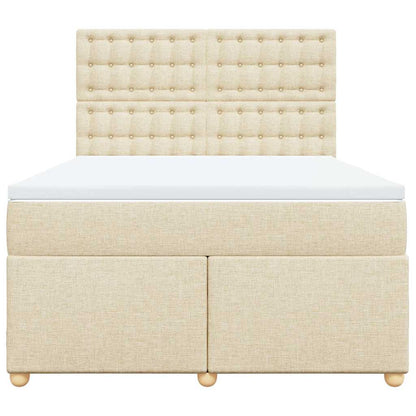 Boxspring met matras stof crèmekleurig 140x190 cm