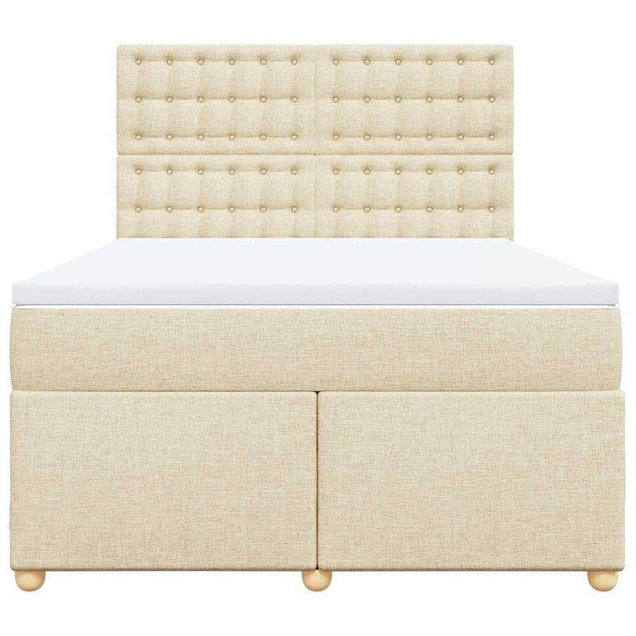 Boxspring met matras stof crèmekleurig 140x190 cm