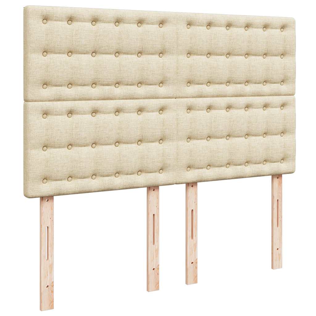 Boxspring met matras stof crèmekleurig 140x190 cm