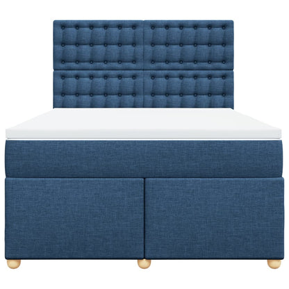 Boxspring met matras stof blauw 140x190 cm