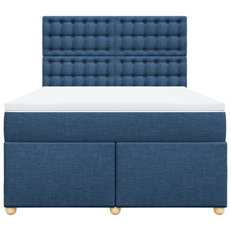 Boxspring met matras stof blauw 140x190 cm