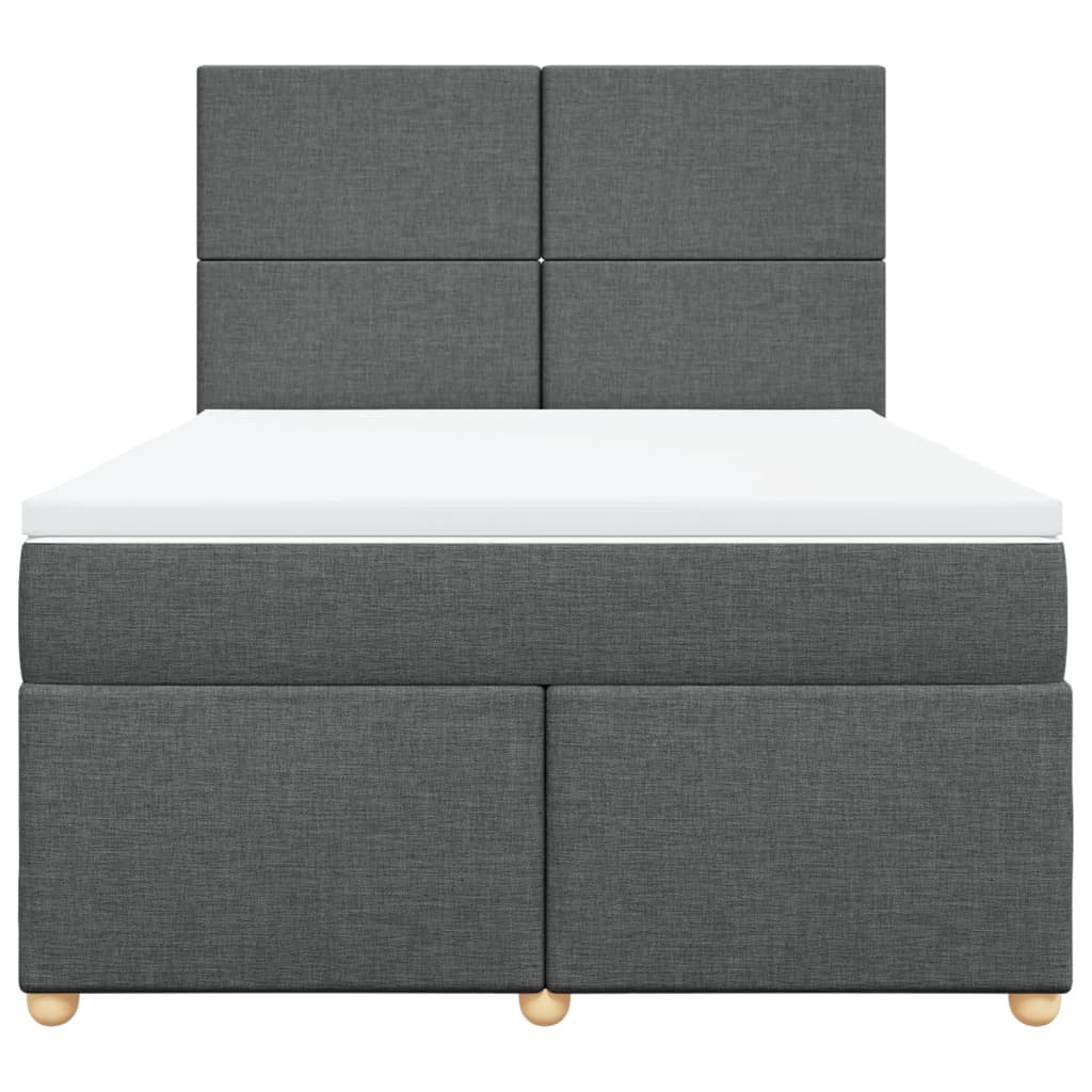 Boxspring met matras stof donkergrijs 140x200 cm