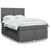 Dark grey fabric box spring with mattress 140x200 cm