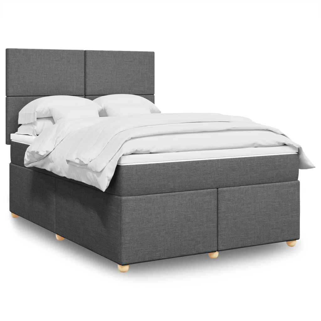 Boxspring met matras stof donkergrijs 140x200 cm