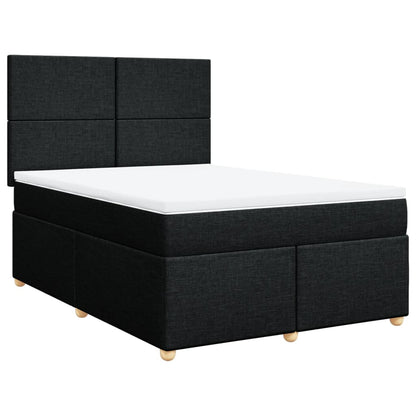 Boxspring met matras stof zwart 140x200 cm