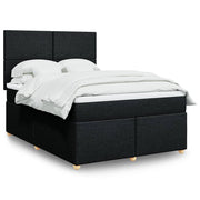 Box spring bed with black fabric mattress 140x200 cm