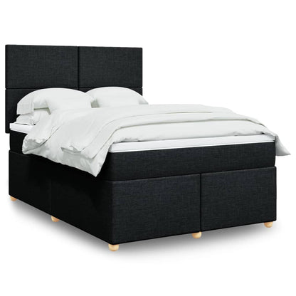 Boxspring met matras stof zwart 140x200 cm