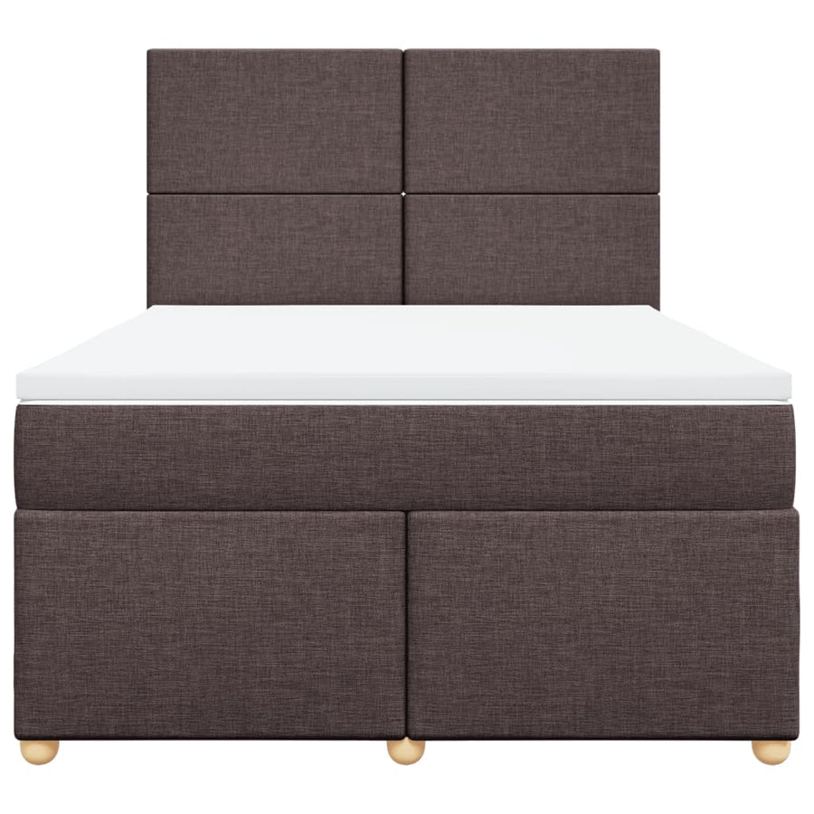Boxspring met matras stof donkerbruin 140x200 cm