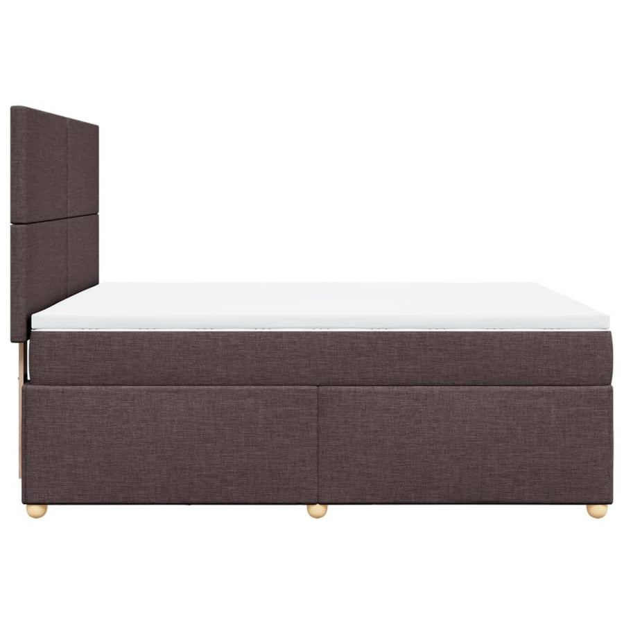 Boxspring met matras stof donkerbruin 140x200 cm